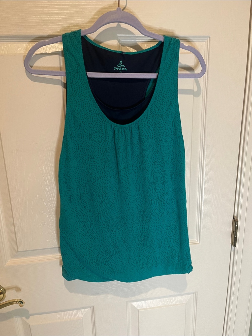 Prana Teal Textured Racerback Tank